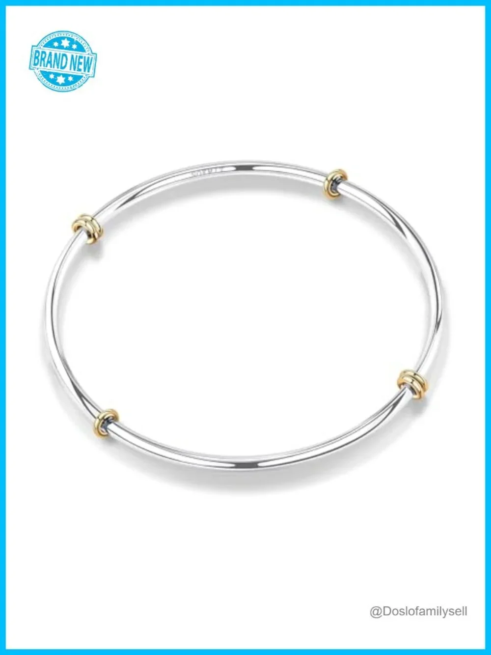 Triple Stackable Bangle Bracelets Set Two-Tone High Polished Stainless Steel
